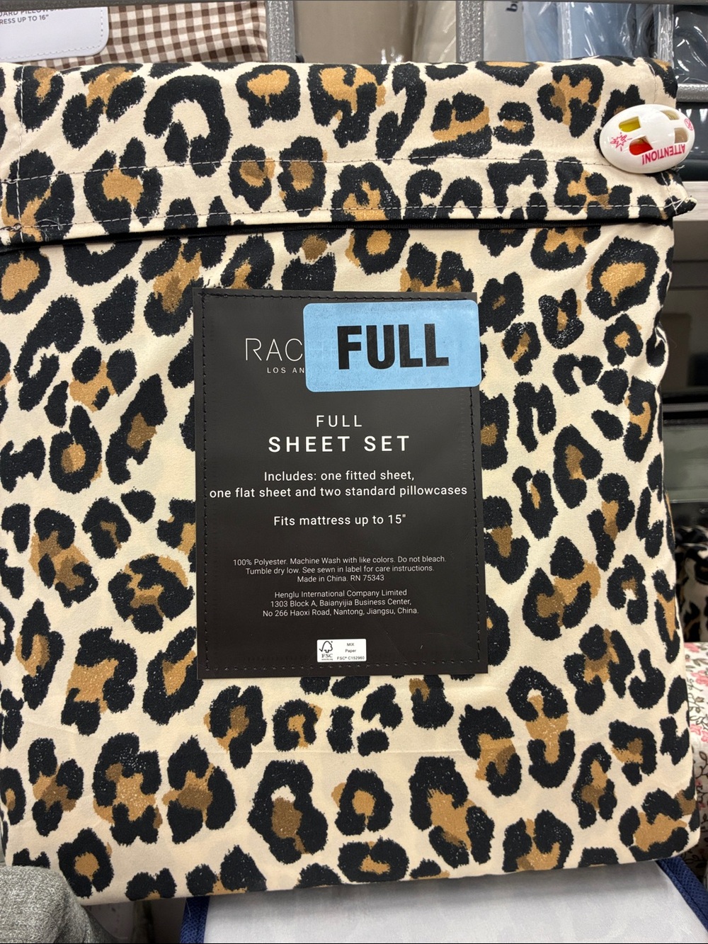 Rachel Zoe Leopard Print Full Sheet Set - Black, Tan, Cream
